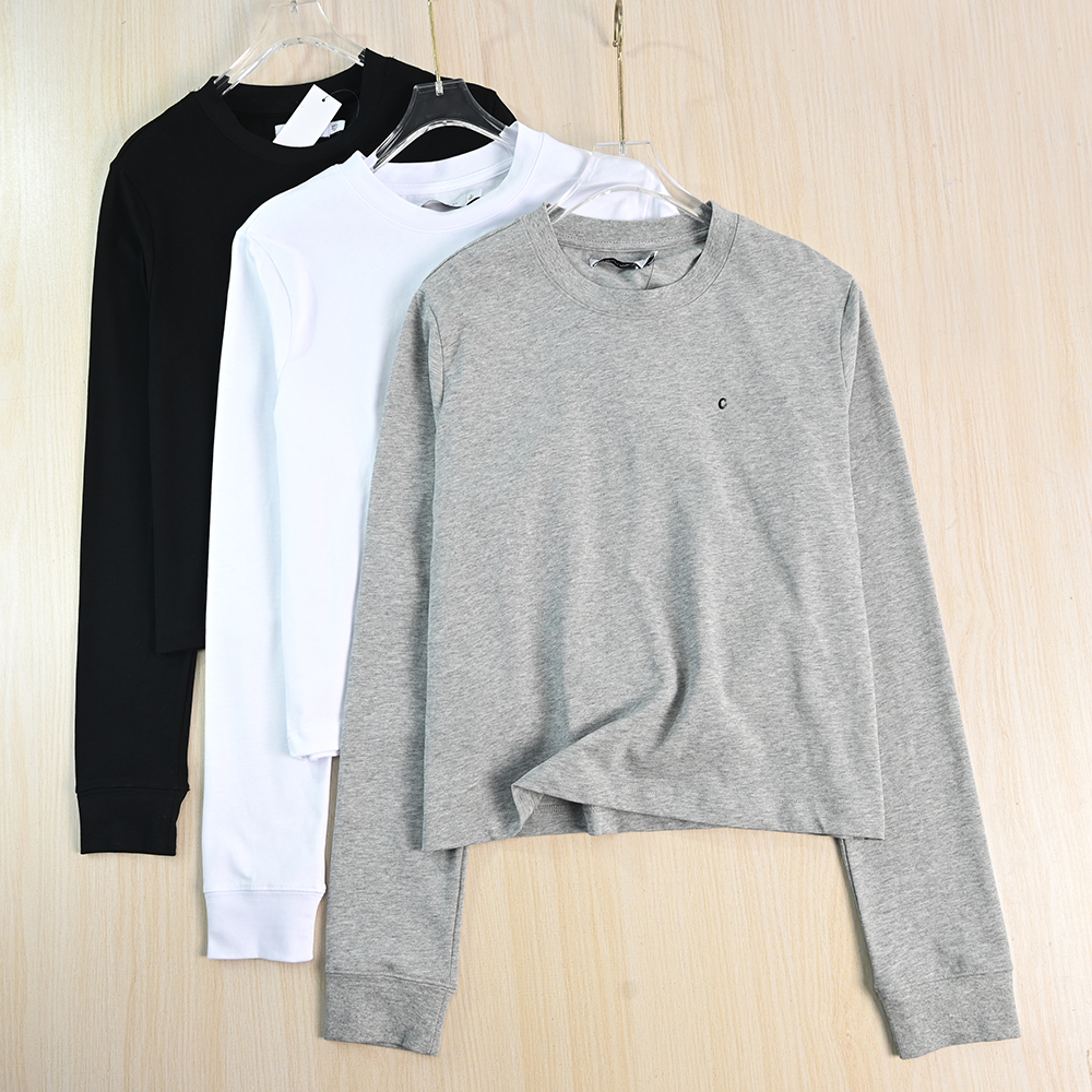 通勤基础款棉质圆领长袖打底T恤