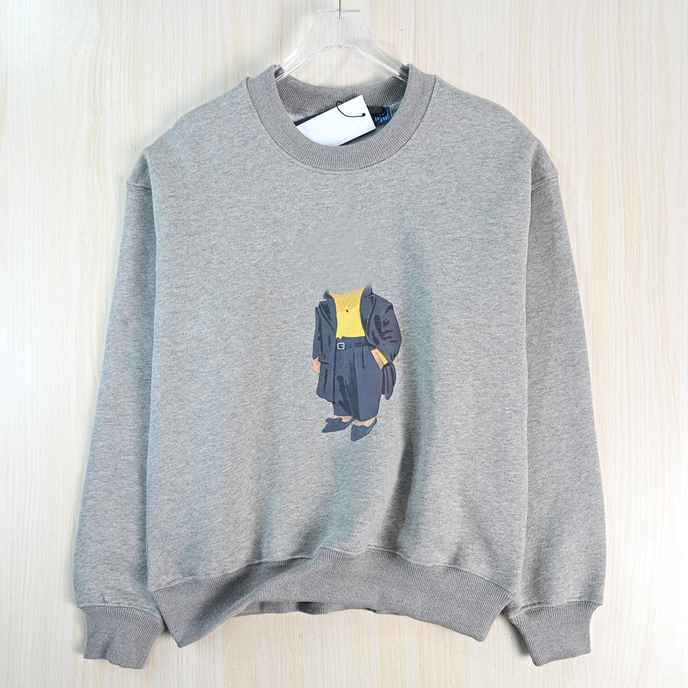 胶印卡通熊腹绒圆领休闲长袖卫衣