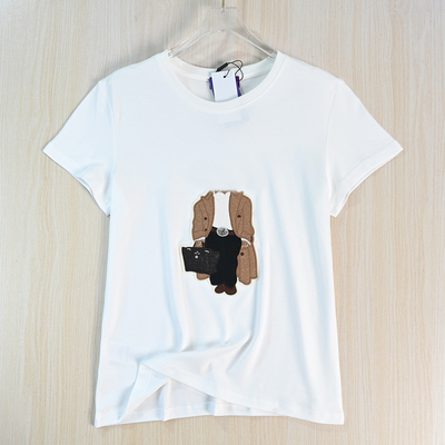 卡通熊棉质圆领修身休闲短袖T恤