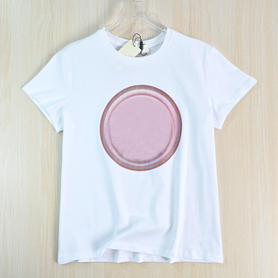 棉质领洒金胶印圆领休闲短袖 T恤 2512 思琪女装