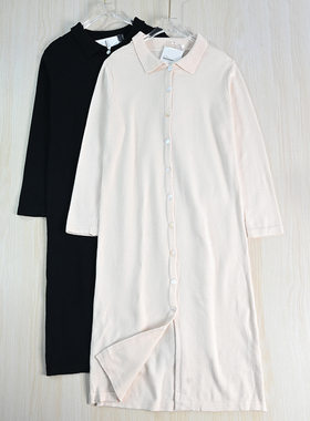 思琪女装 2510/09优雅羊毛混纺翻领系扣直筒型长袖针织连衣裙