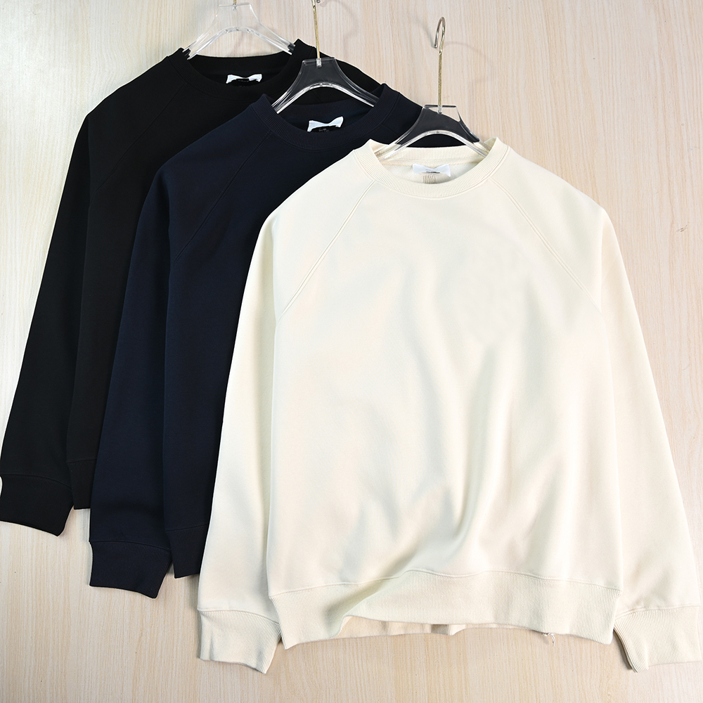 厚实加绒圆领宽松插肩长袖卫衣