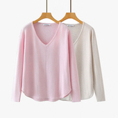 秋冬女装 思琪女装 下摆开叉套头纯色针织衫 有大码 2510 23V领长袖