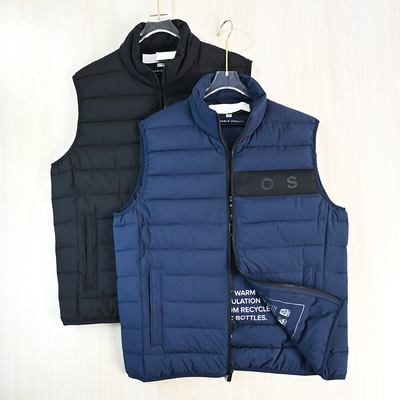 厚实软胶字母立领夹棉保暖马夹