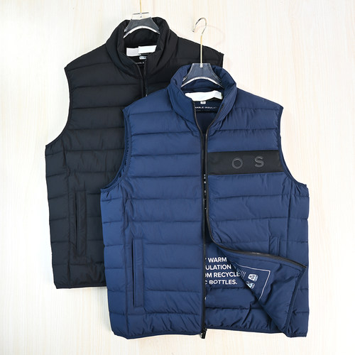 厚实软胶字母立领夹棉保暖马夹