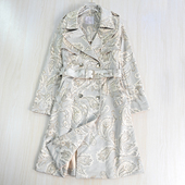 259 麂皮绒图腾印花西服领腰带修身 思琪女装 休闲中长款 风衣