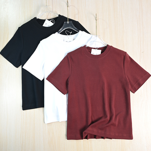 北欧小众基础款 棉质圆领短款 修身 T恤 思琪女装 休闲短袖 261