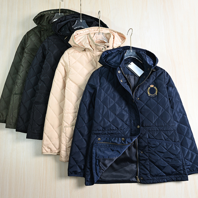 菱格绗缝可脱卸帽夹棉棉衣棉服