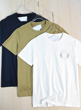 男装好货263/5 基础简约刺绣棉质圆领直筒休闲短袖T恤上衣