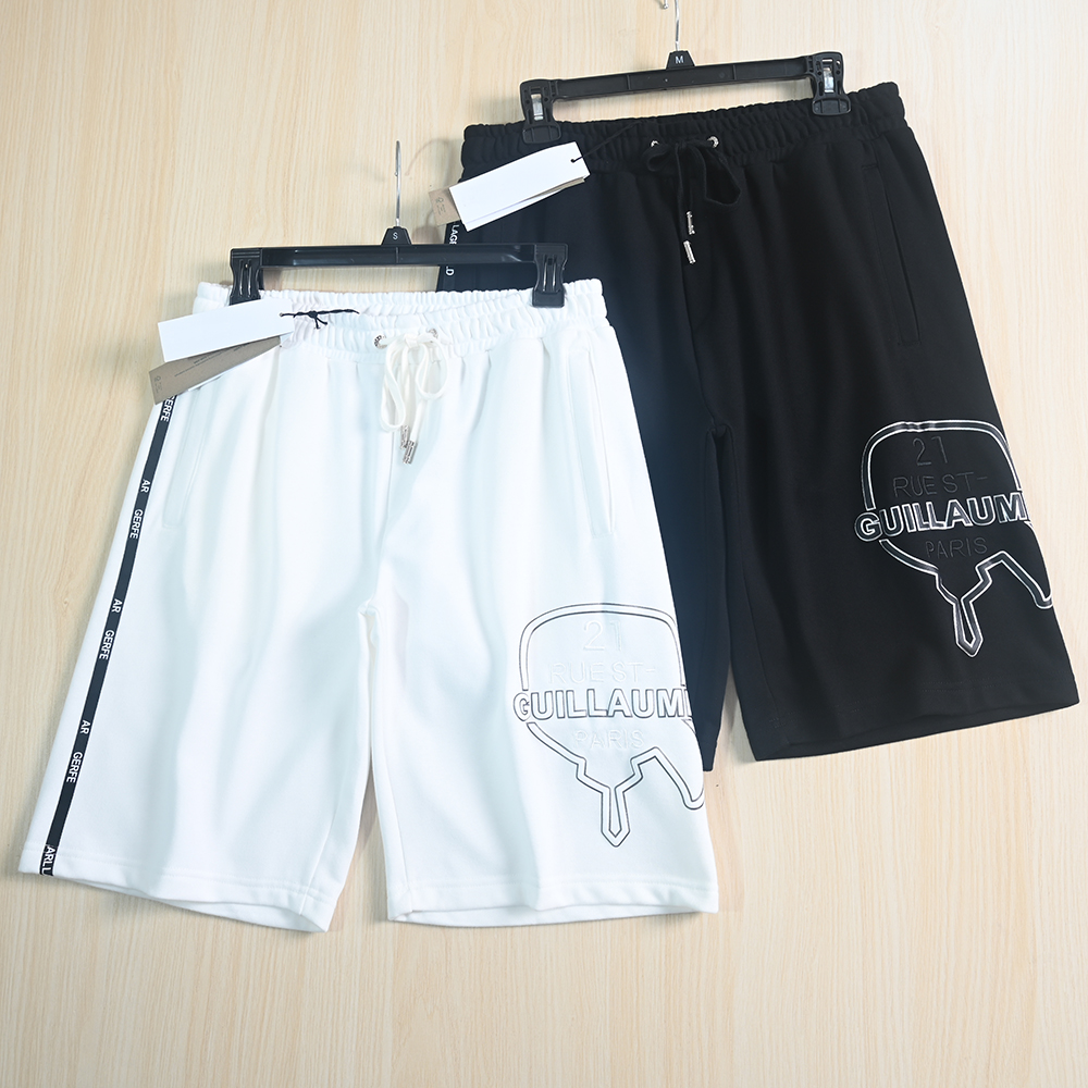 圈棉刺绣松紧腰系带休闲针织短裤