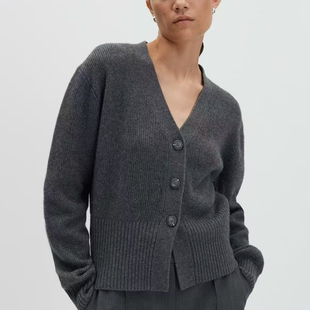 通勤厚款 羊毛棉混纺V领修身 短款 思琪女装 针织开衫 长袖 2512