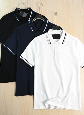 男装好货推荐263/5  精致通勤珠地棉领边撞色字母休闲短袖Polo衫