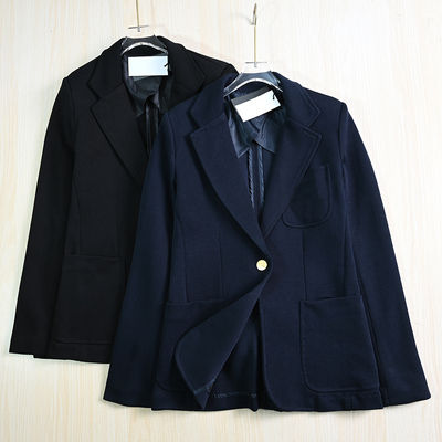 一粒扣单层垫肩弹力修身小西装