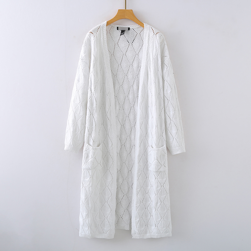 思琪女装2511/03美国单有大码宽松无扣长款针织衫毛衣开衫女