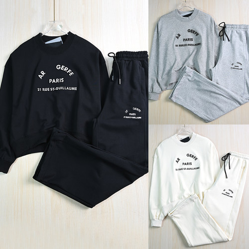 圈棉圆领卫衣松紧腰卫裤套装