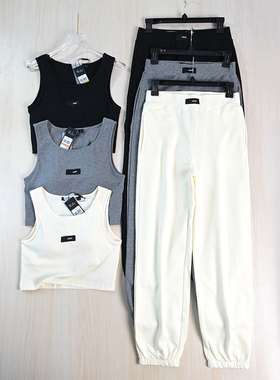 思琪女装261/12 美系K运动休闲可拆卸胸垫短款背心+卫裤套装