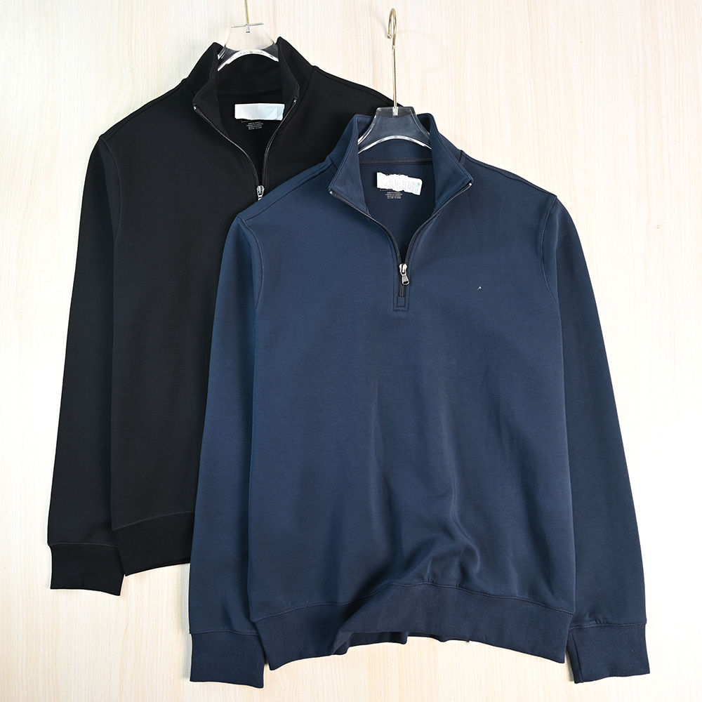 刺绣半拉链立领套头休闲长袖卫衣