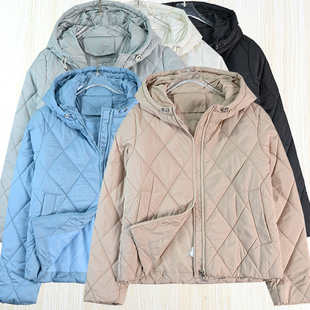 菱格绗缝连帽薄款 夹棉休闲棉衣棉服 2511 思琪女装