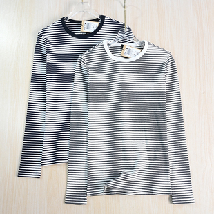 259 T恤打底衫 螺纹棉条纹休闲长袖 经典 思琪女装