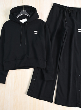 思琪女装257/28 运动休闲圈棉软胶贴布连帽套头卫衣宽松卫裤套装