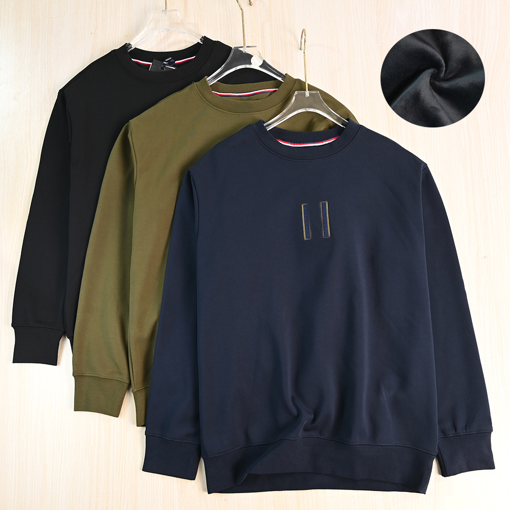 加绒保暖刺绣男士圆领休闲卫衣