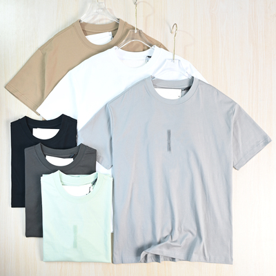 棉质刺绣字母圆领休闲短袖T恤