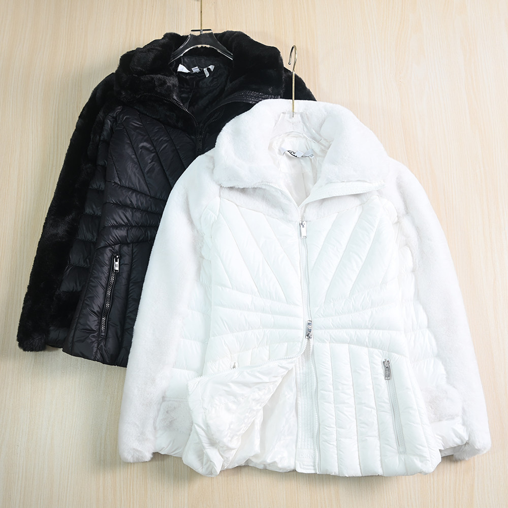 仿皮草拼接修身夹棉保暖棉衣棉服