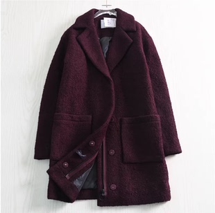 翻领中长款 思琪女装 119欧厚重粗毛呢双口袋西装 毛呢大衣 261