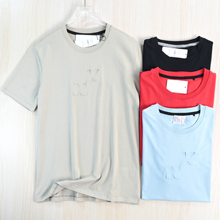 压花字母柔软弹力棉质圆领休闲短袖 T恤 好货263 男装