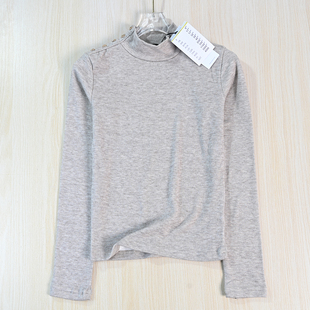 软和肩扣装 饰半高领修身 长袖 思琪女装 针织打底衫 2511