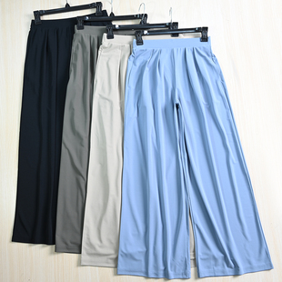 清凉丝弹松紧高腰宽松甩腿休闲长裤 思琪女装 夏薄款 252