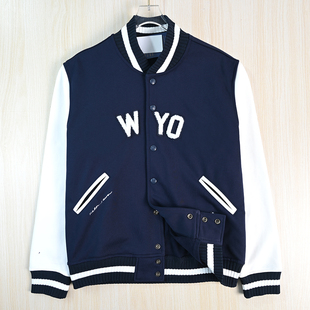 美国单联名款 植绒字母贴布立领腹绒针织棒球服 2512 情侣款