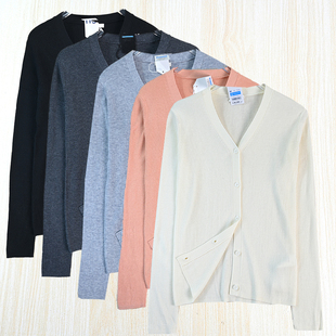 2512 针织开衫 长袖 日系早春羊驼毛混纺螺纹V领修身 思琪女装