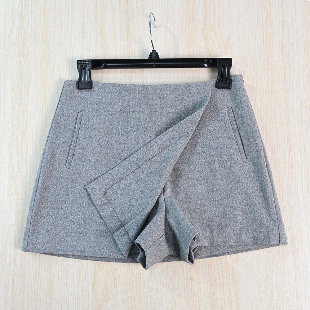 迷你通勤弹力叠片自然腰西装裙裤