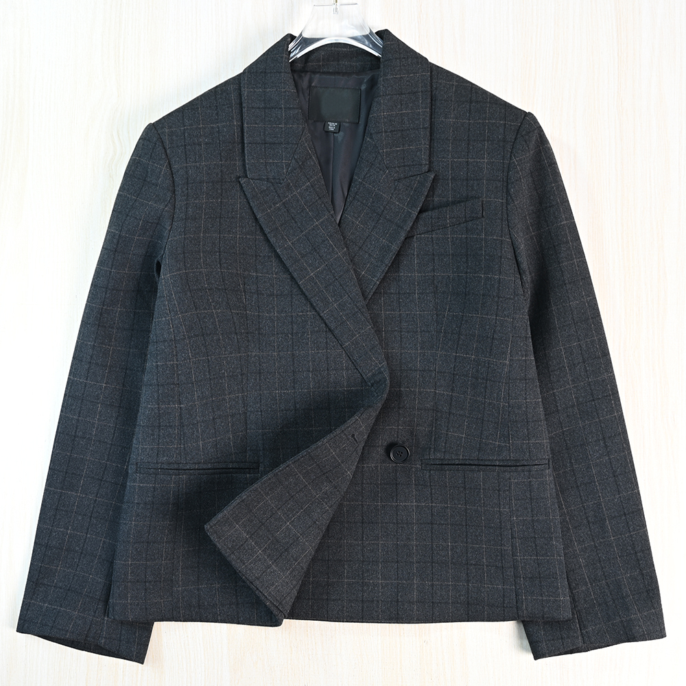 欧美范叠襟一粒扣宽松休闲西装