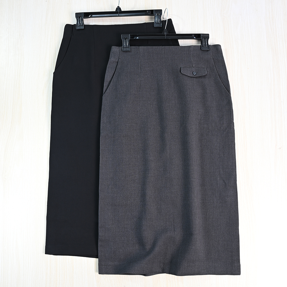 厚款通勤风自然腰H型半身西装裙