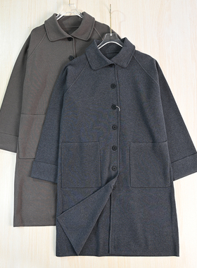 思琪女装263/12  优雅气质翻领系扣中长款针织开衫外套