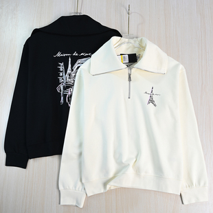 美系K尔半拉链大翻领宽松休闲长袖 卫衣 2511 思琪女装