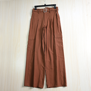 思琪女装255/19 夏季腰带高腰工资袋宽松休闲长裤