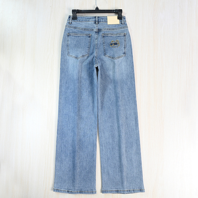 早春弹力棉高腰直筒休闲牛仔长裤