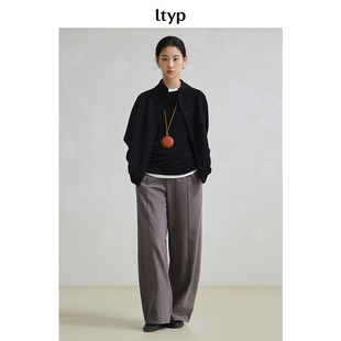 ltyp旅途原品【5折微瑕】皱感肌理空气层短外套 黑色立领夹克女秋