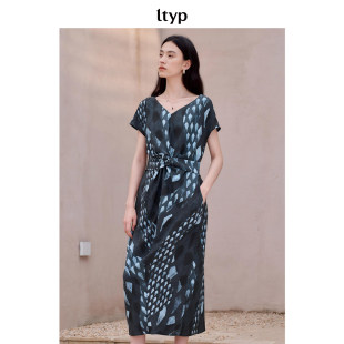 ltyp旅途原品【5折微瑕】 天丝艺术印花绑带连衣裙  文艺休闲