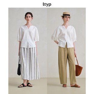 ltyp旅途原品【5折微瑕】竹节天丝亚麻小衫 极简设计衬衣上衣女夏