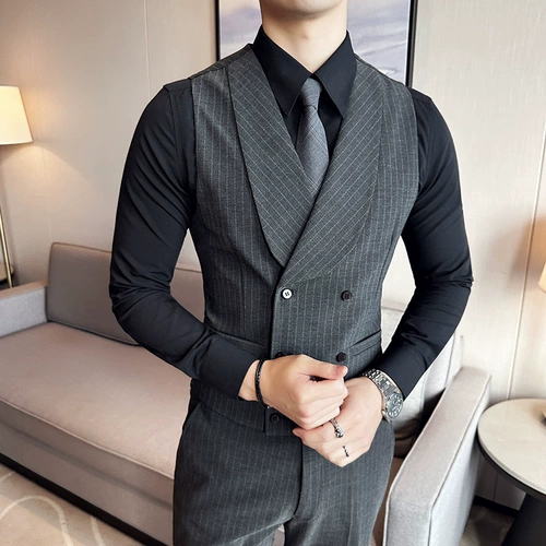 Мужские деловые блюда с полосатым жилетом костюм, рабочее формальное платье формальное жених Bestbye Marriages, Brothers Group Group и Corse Clip
