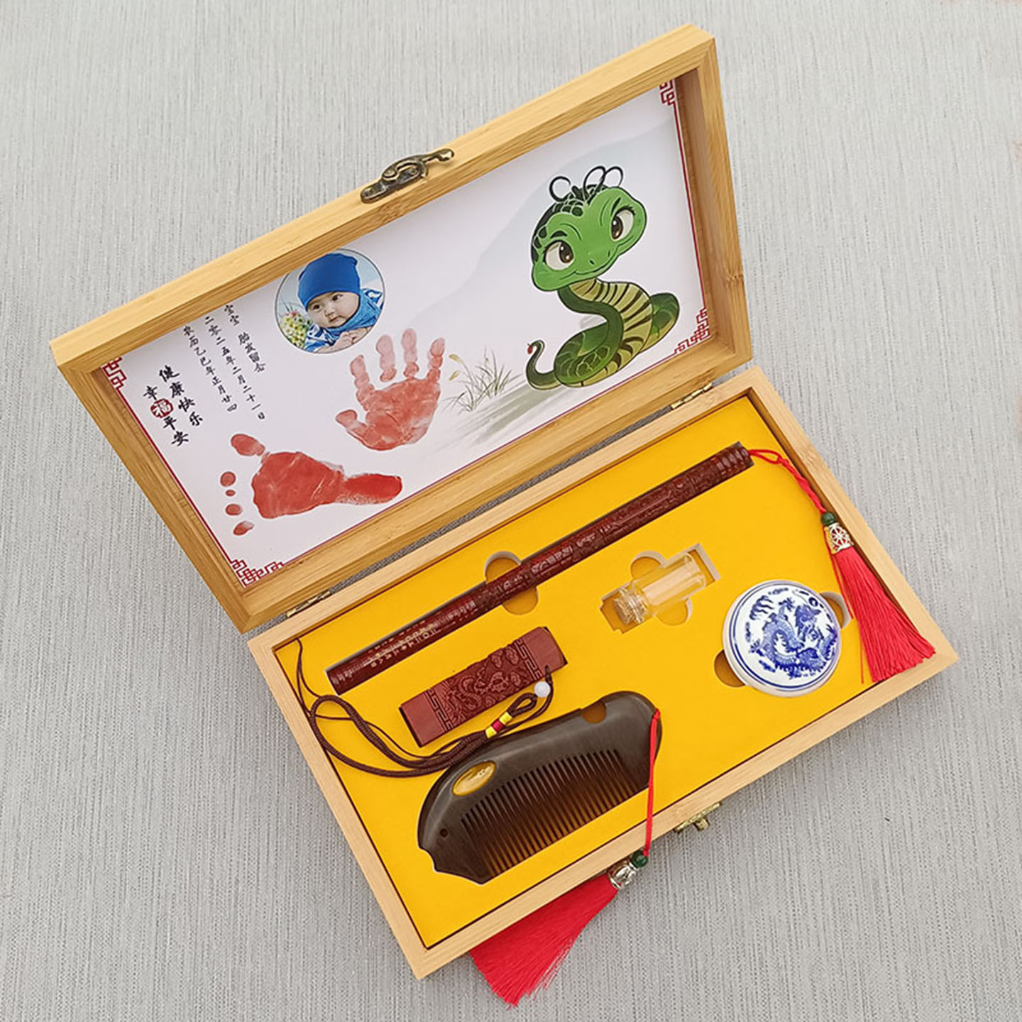 蛇宝宝胎毛笔纪念品DIY制作材料