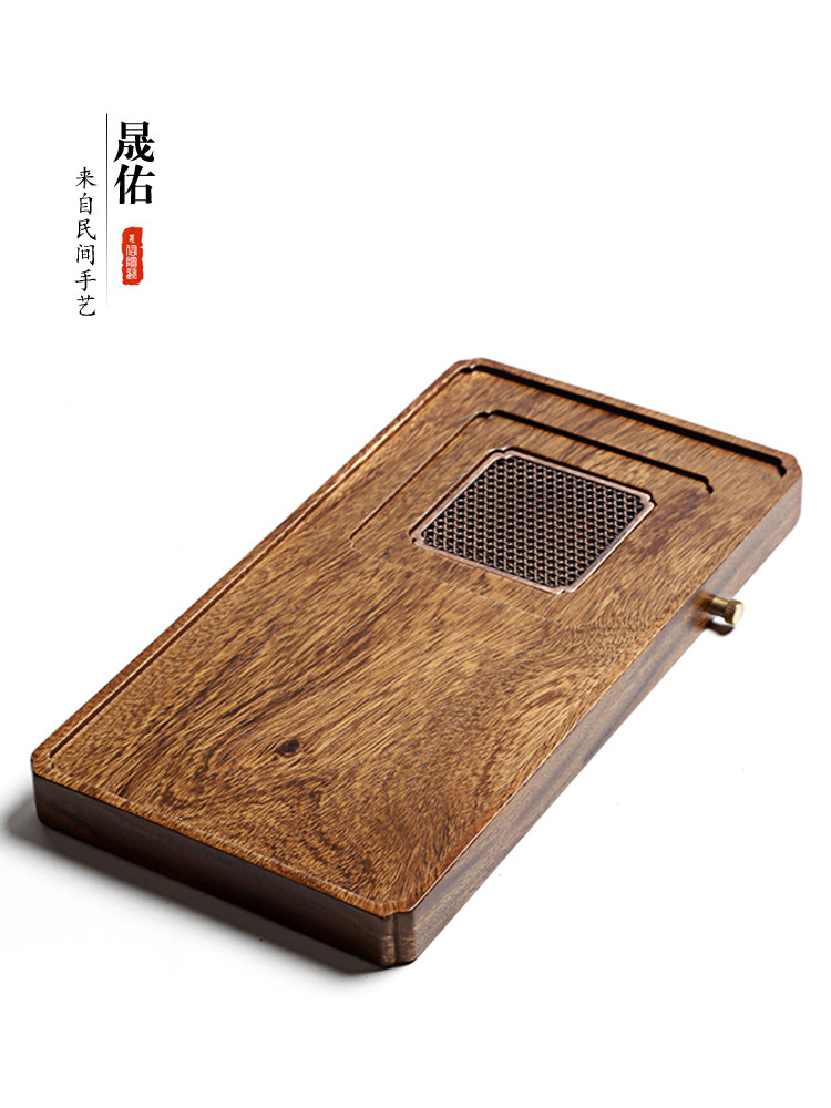 简约家用实木胡桃制功夫茶具排储水式茶盘迷你小号壶承茶海台托盘