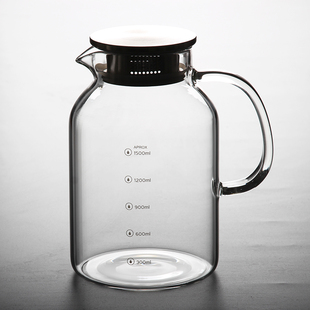 高硼硅玻璃冷水壶 家用大容量凉开水壶 加厚耐热玻璃凉水壶带刻度