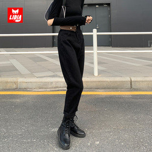 高腰宽松显瘦九分萝卜裤 女秋冬2025年新款 子穿搭 哈伦牛仔裤 老爹裤
