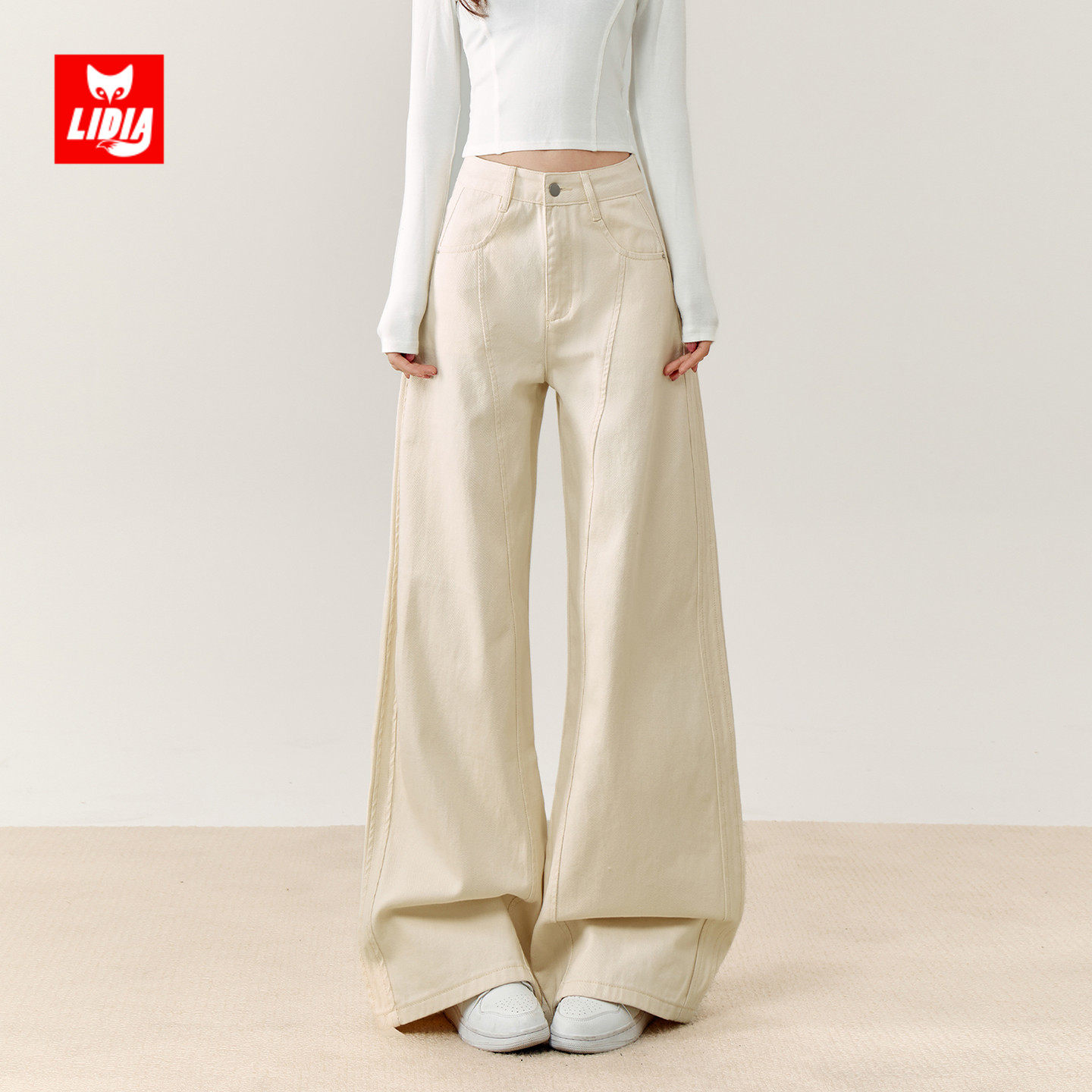 浅色高腰阔腿牛仔裤女秋冬2025新款美式复古垂感显瘦宽松直筒裤子,女装/女士精品,牛仔裤,淘宝优惠券,粉丝福利购,淘宝优惠卷