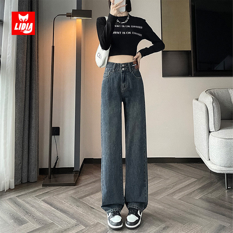 水泥灰阔腿牛仔裤裤女2025新款百搭高腰显瘦小个子九分直筒裤夏季,女装/女士精品,牛仔裤,淘宝优惠券,粉丝福利购,淘宝优惠卷